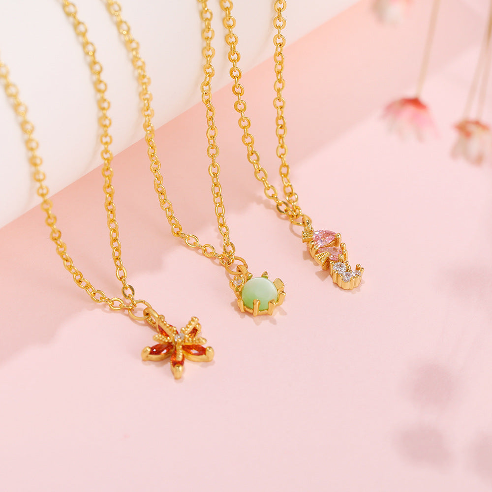 Wholesale Color Zircon Ocean Series Pendant Copper Necklace